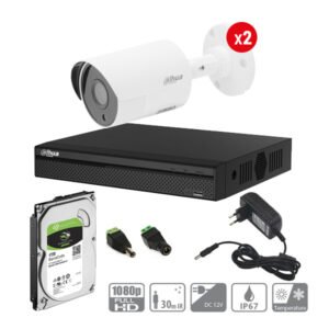 Pachet DVR 4 canale + 2 camere exterior 2MP, IR 30m- Dahua